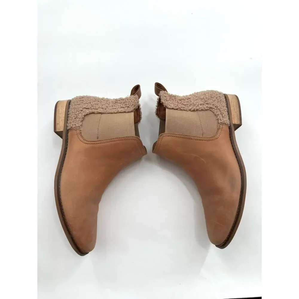 Toms Ella Chelsea Honey Leather Slip-on Ankle Boots Women's Size 9